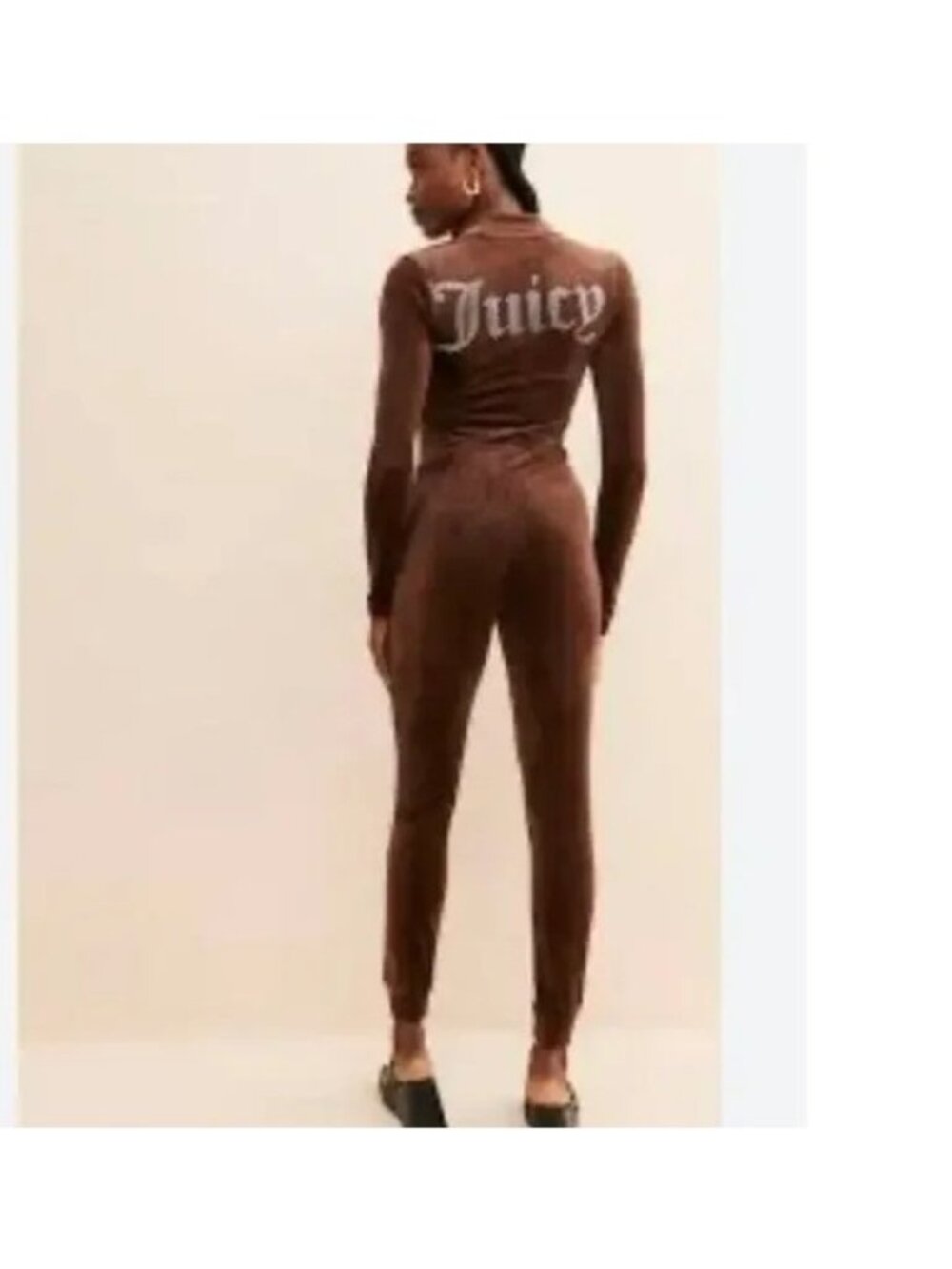 Juicy Couture Cutout Velour Jumpsuit Y2K 90s Luxury Chocolate Brown Womens M